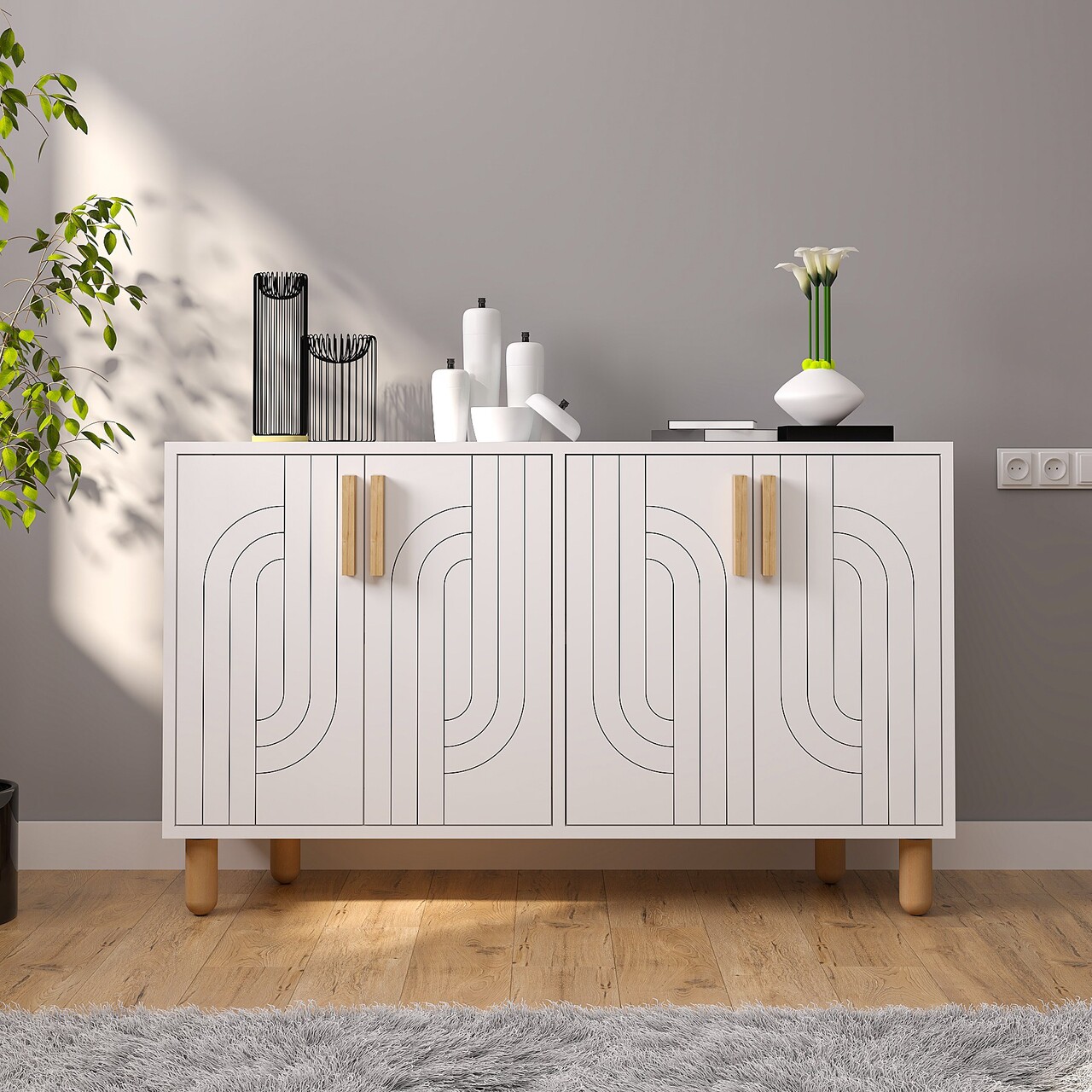Consola, Hanah Home, Rodney, 120x73.6x29.6 cm, Alb - imagine 7